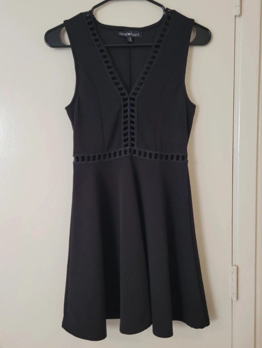 Black Sleeveless V-Neck A-line Dress With Cut Outs